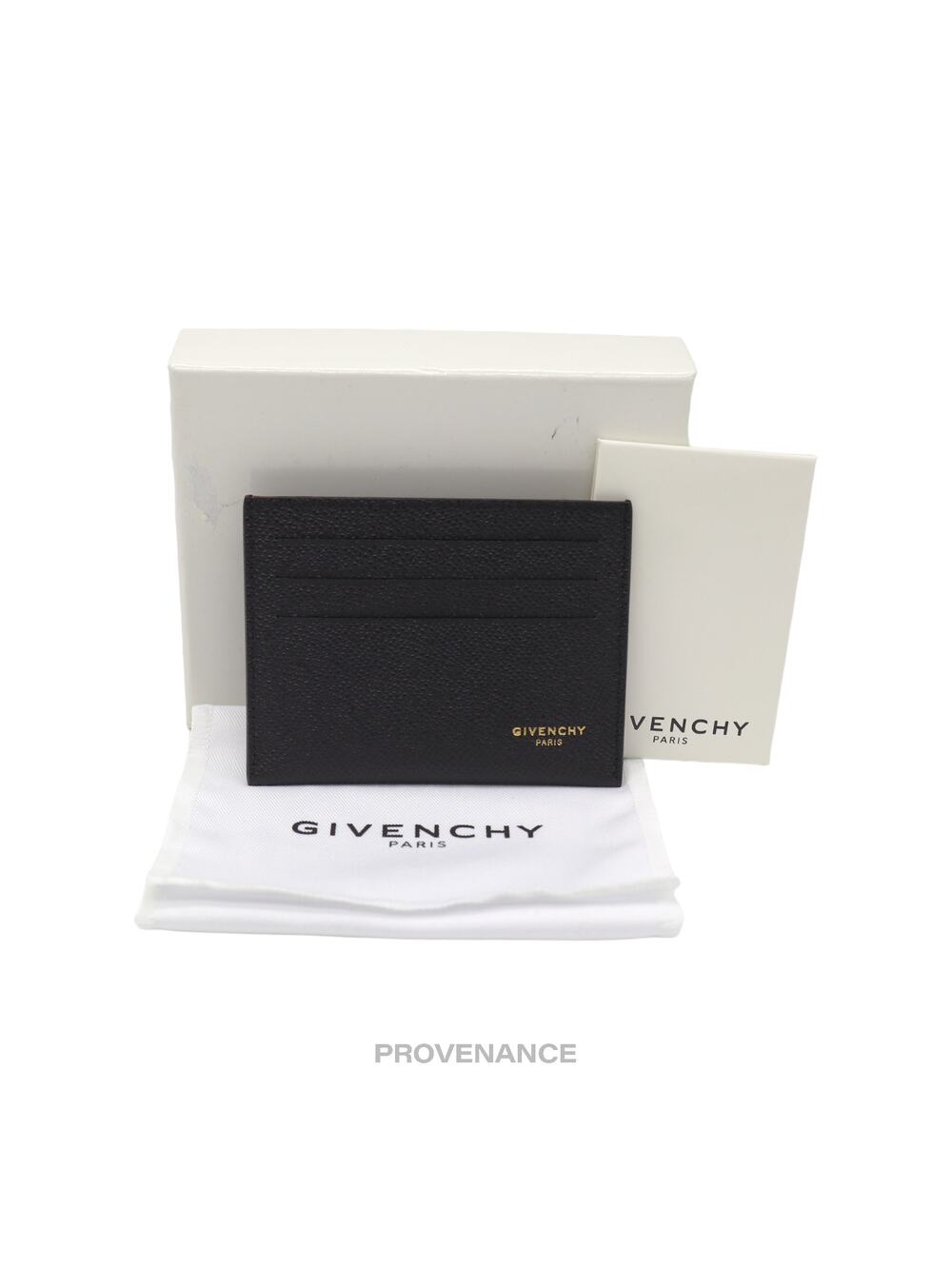 🔴 Givenchy 3CC LogoCard Holder  - Black Leather